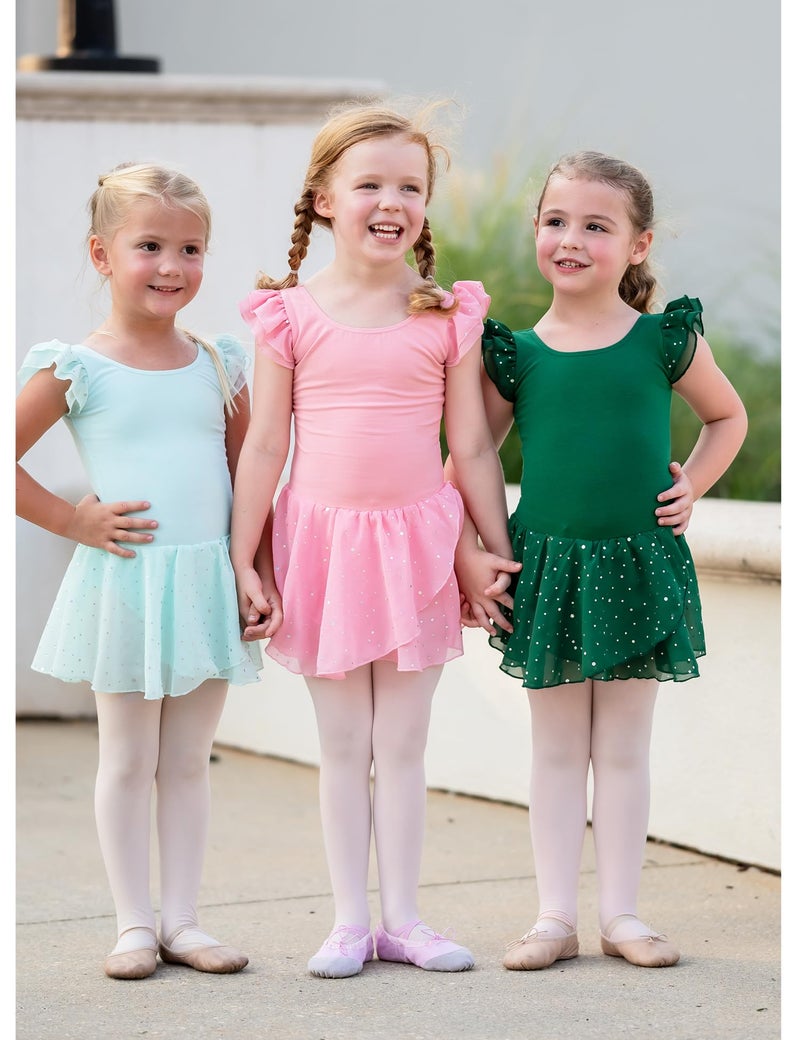 Arshiner Girls Ruffle Sleeve Ballet Dance Dress Tutu Skirted Leotard - Image 5
